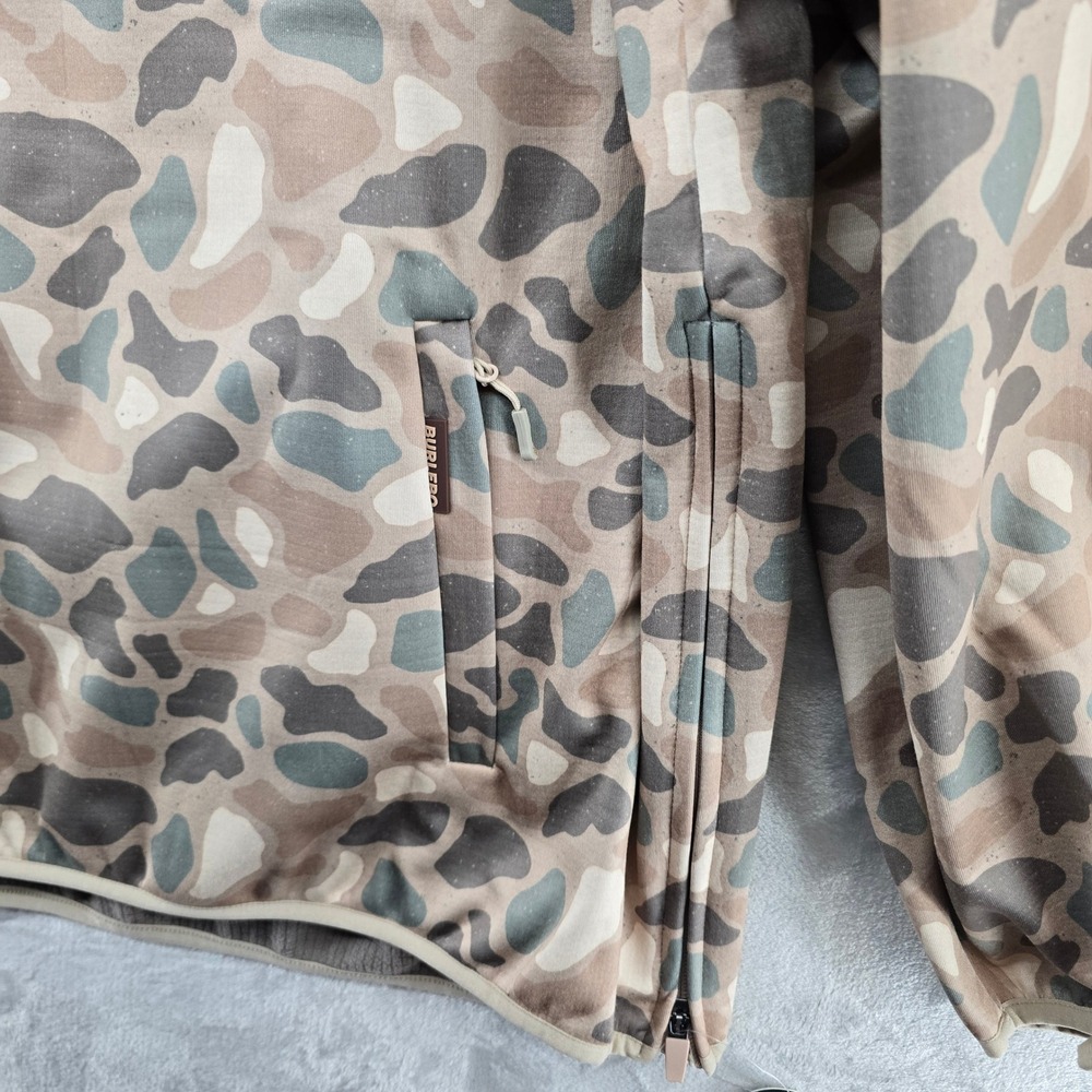 Burlebo Duke challenger Tech Hoodie 1/4 Mens Large Tan Camo Fleece Mid Layer - Picture 5 of 9
